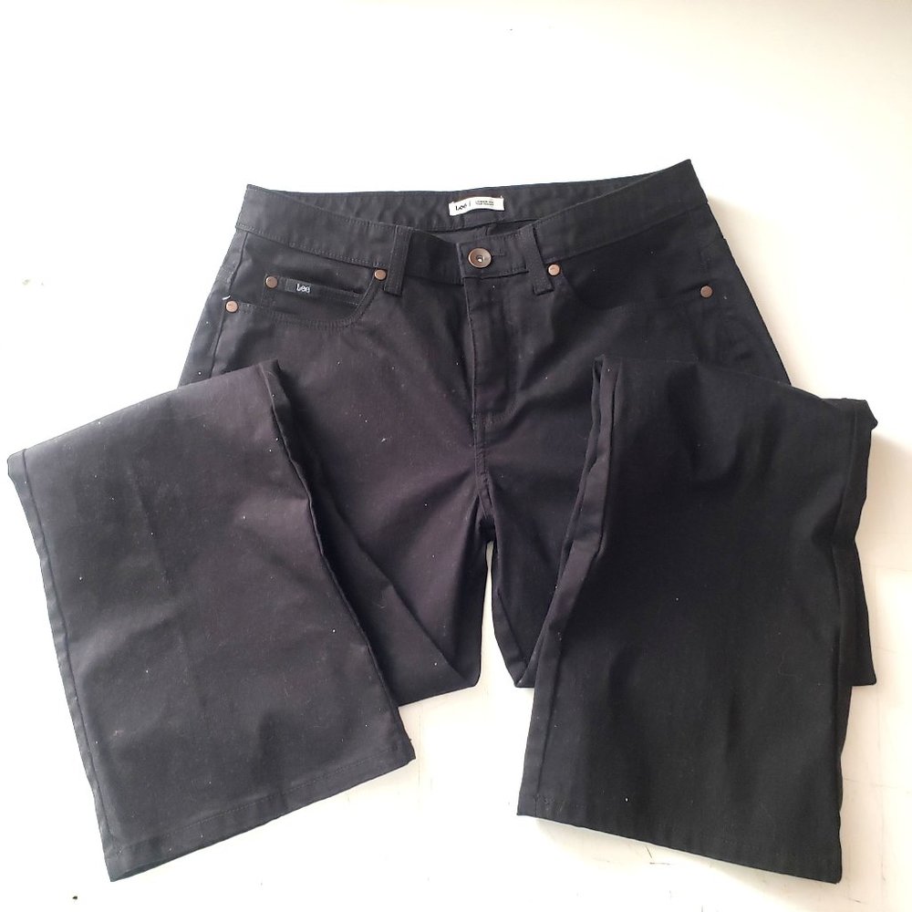 Lee Jeans Black Straight Leg High Rise Jeans Womens Size 10
